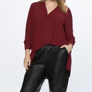ELOQUII Easy V Tunic Top - Maroon NWT